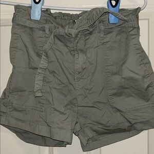 Vanilla Star Olive Green Paperbag Waist Shorts